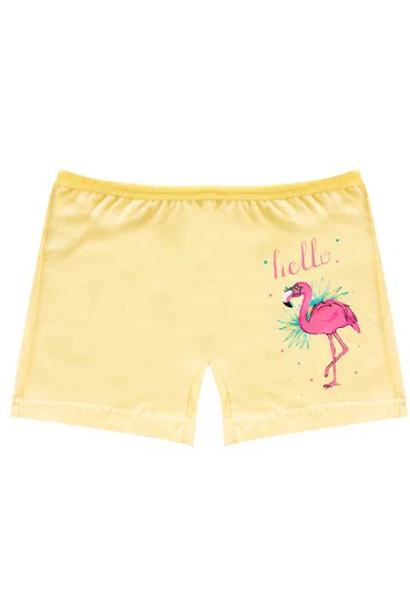 %100 Pamuk Renkli Boxer Kız Çocuk Külot Öts 8235 - Sarı